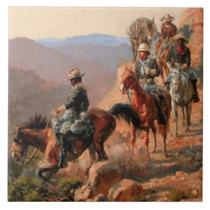 Frederick Remington “With the 10th Cavalry" Ceramic Tile
