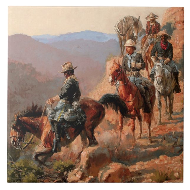 Frederick Remington “With the 10th Cavalry" Ceramic Tile (Front)