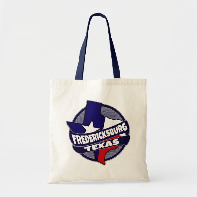 Fredericksburg Texas flag burst reusable tote bag (Front)