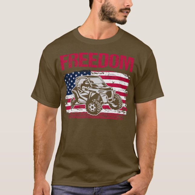 Fredom SXS UTV side by side American flag T-Shirt (Front)