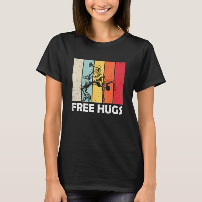 Free A Hugs Pro Wrestler Funny Wrestling T-Shirt (Front)