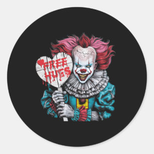 Free A Hugs Scary Clown Character Valentine Hallow Classic Round Sticker