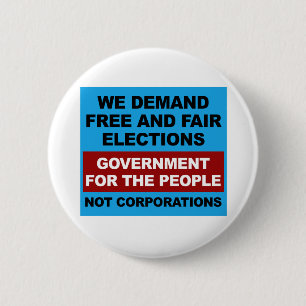 Free and Fair Elections 6 Cm Round Badge