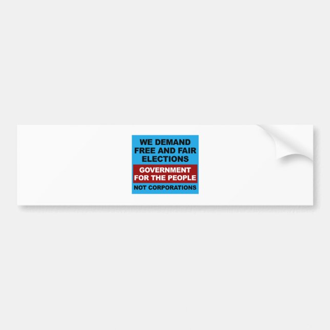 Free and Fair Elections Bumper Sticker (Front)