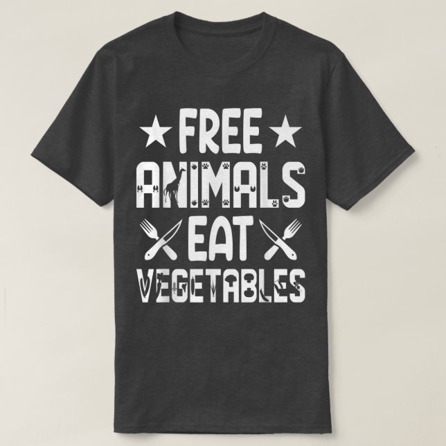 Free Animals Eat Vegetables Funny Animal Rescuer V T-Shirt (Design Front)