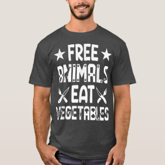 Free Animals Eat Vegetables Funny Animal Rescuer V T-Shirt
