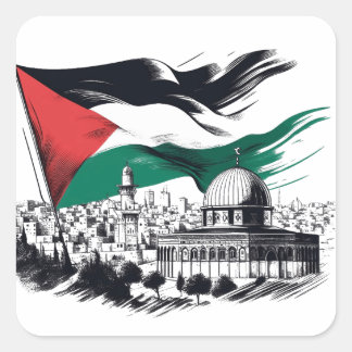 Free aqsa free palestine square sticker
