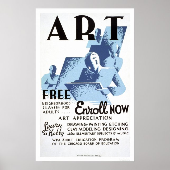 Free Art Classes 1936 WPA Poster (Front)