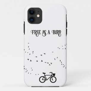 Free as a Bird Cycling Life Black and White Art iPhone 11 Case