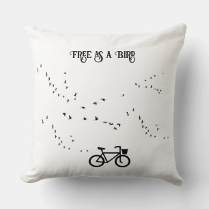 Free as a Bird Cycling Life Black and White Art Cushion