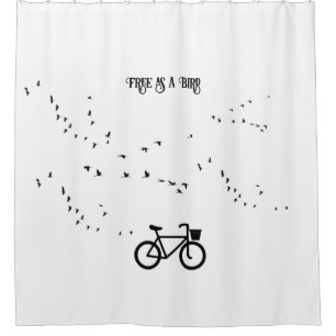 Free as a Bird Cycling Life Black and White Art Shower Curtain