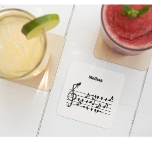 Free as a bird, song birds acting as musical notes glass coaster