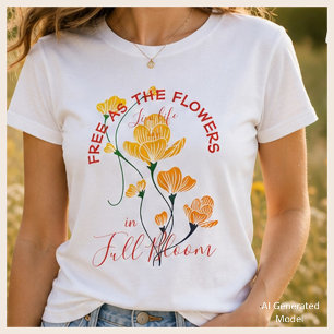 Free as the Flowers Live Life in Full Bloom Floral T-Shirt
