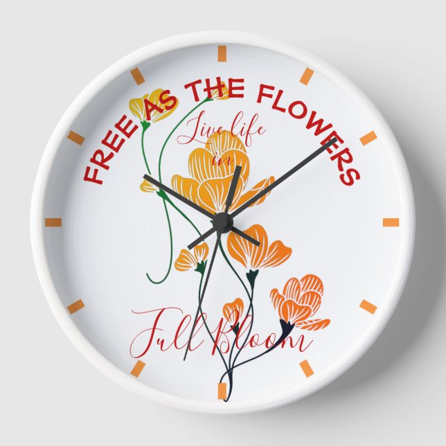 Free as the Flowers Yellow Orange Ginkgo Leaves Clock (Front)