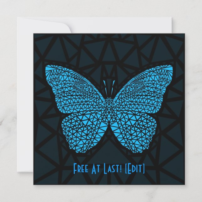 Free At Last - Blue Butterfly Card Invitation (Front)