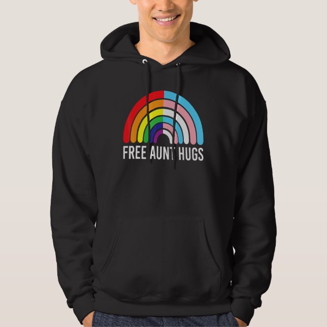 Free Aunt Hugs Rainbow Transgender Flag Lgbtq Gay  Hoodie (Front)