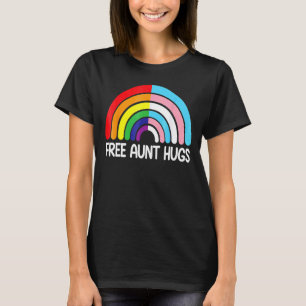 Free Aunt Hugs Rainbow Transgender Flag Lgbtq Gay T-Shirt