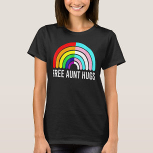 Free Aunt Hugs Rainbow Transgender Flag Lgbtq Gay  T-Shirt