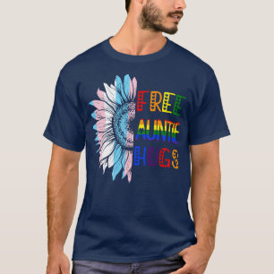 Free Auntie Hugs LGBT LGBTQ Gay Pride Rainbow Sunf T-Shirt