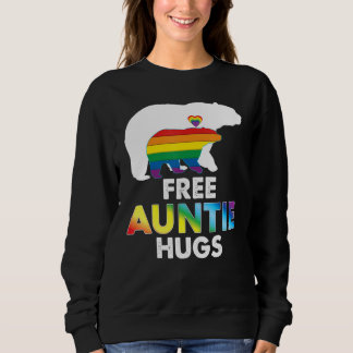 Free Auntie Hugs Rainbow Bear Lgbt Pride Gay Lesbi Sweatshirt