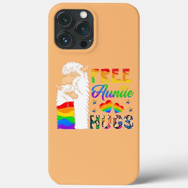 Free Auntie Hugs Two Llamas Proud LGBT Supporter Case-Mate iPhone Case (Back)