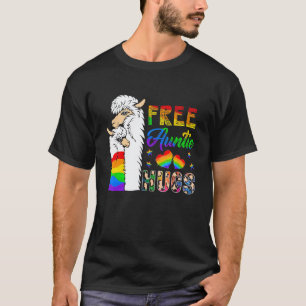 Free Auntie Hugs Two Llamas Proud Lgbt Supporter T-Shirt