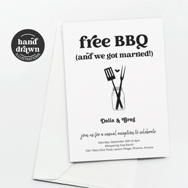 Free BBQ Funny Wedding Reception Only Invitation (Creator Uploaded)