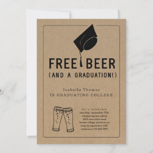 Free Beer Funny 2025 Graduation Party Invitation