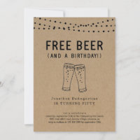 Free Beer Funny Adult Birthday Party Invitation