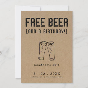 Free Beer Funny Birthday Save the Date Card