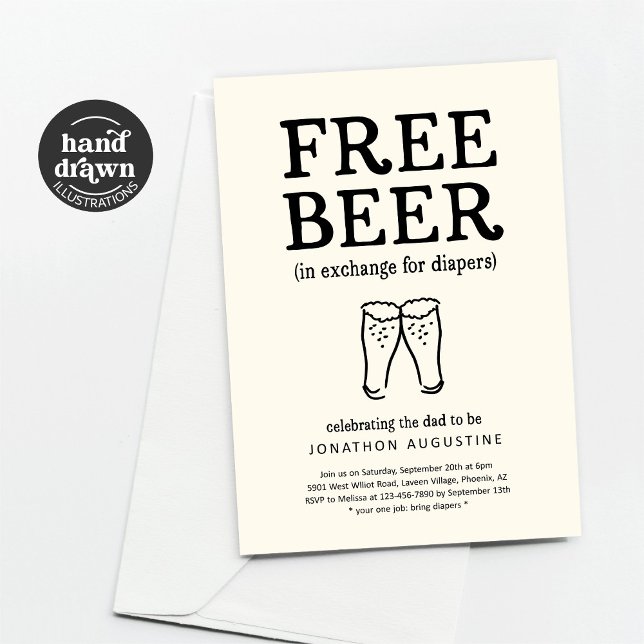 Free Beer Funny Diaper Party Invitation (Creator Uploaded)