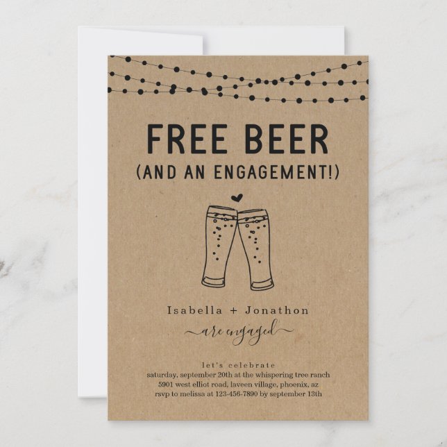Free Beer Funny Engagement Party Invitation (Front)