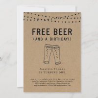 Free Beer Funny Girl Boy First 1st Birthday Party