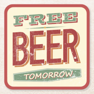 Free Beer vintage Square Paper Coaster
