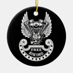 Free biking ceramic ornament