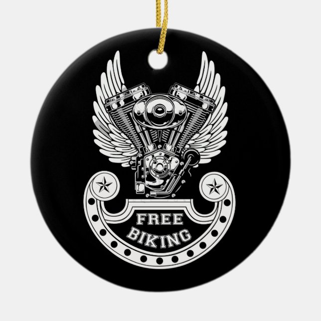 Free biking ceramic ornament (Front)
