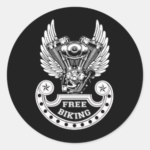Free biking classic round sticker