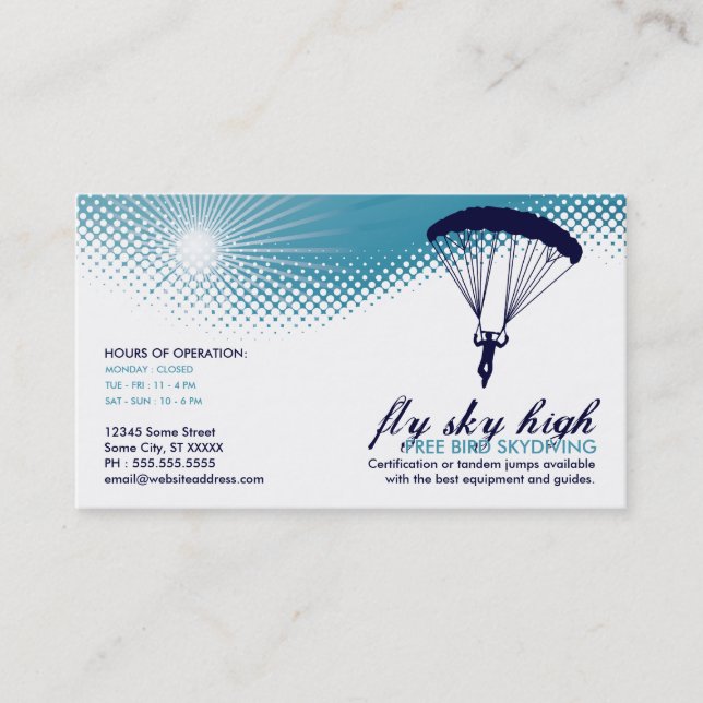free bird skydiving business card (Front)