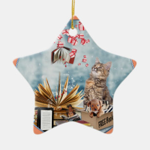 Free Books Ceramic Ornament