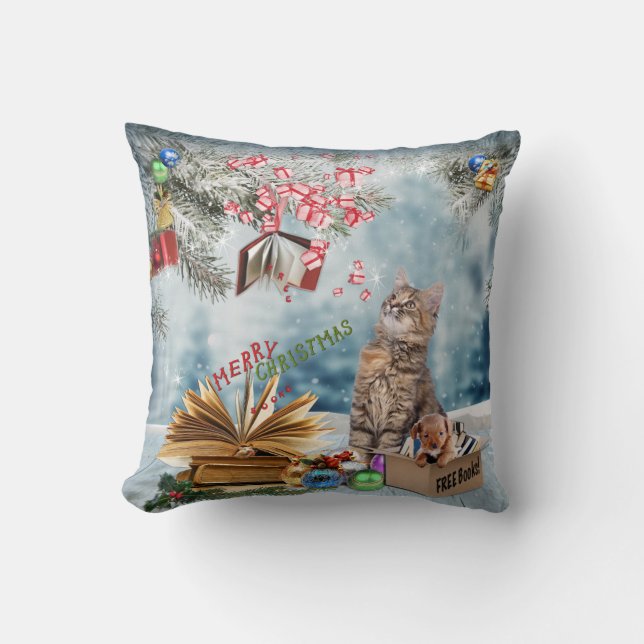 Free Books for Christmas Cushion (Front)