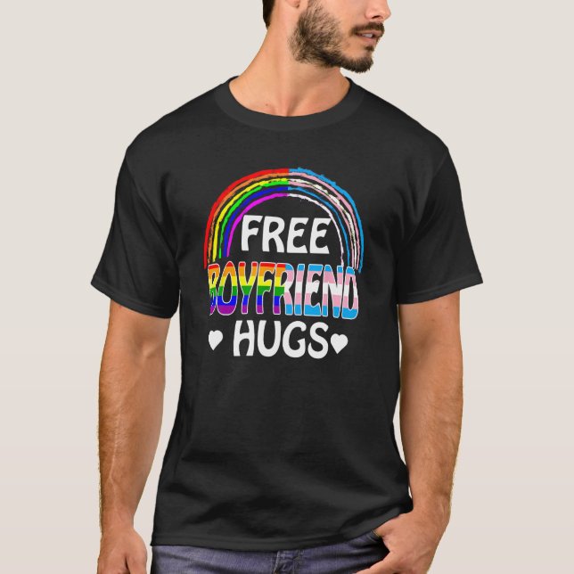 Free Boyfriend Hugs With Rainbow and Transgender F T-Shirt (Front)