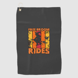 Free Broom Rides Halloween Flying Witch Ghost Bats Golf Towel