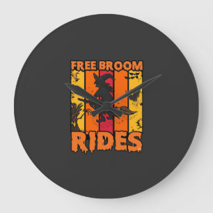 Free Broom Rides Halloween Flying Witch Ghost Bats Large Clock