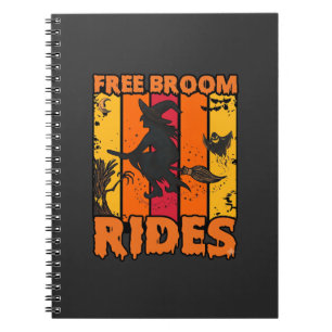Free Broom Rides Halloween Flying Witch Ghost Bats Notebook