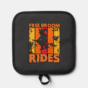 Free Broom Rides Halloween Flying Witch Ghost Bats Pot Holder