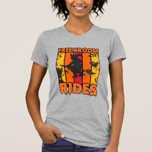 Free Broom Rides Halloween Flying Witch Ghost Bats T-Shirt