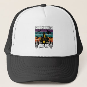 Free Broom Rides Halloween Haunted House Witch Sku Trucker Hat