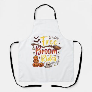 Free Broom Rides Halloween Pumpkins Skull Bats Bon Apron