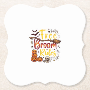 Free Broom Rides Halloween Pumpkins Skull Bats Bon Paper Coaster