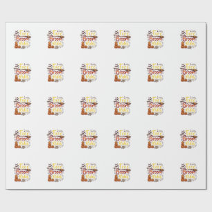 Free Broom Rides Halloween Pumpkins Skull Bats Bon Wrapping Paper
